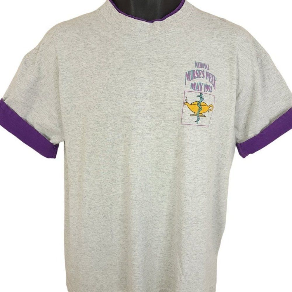 National Nurses Week T Shirt Vintage 90s 1992 Roll Sleeve Made In USA Mens Large